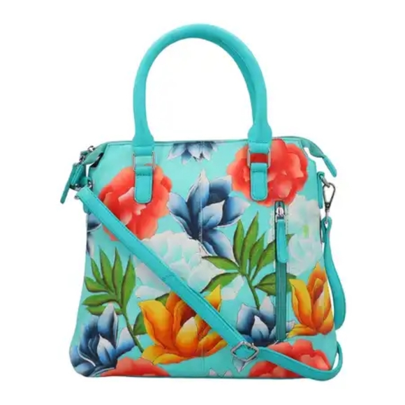 Sukriti Handbags - Sukriti Leather Blue Floral Purse